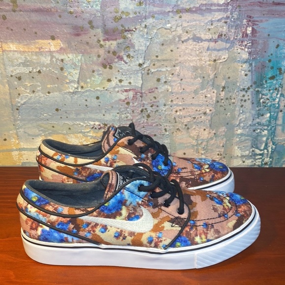 Nike Zoom SB Stefan Janoski Blue Floral Digi Camo Skateboarding Shoes M 4/ W 5.5 - Picture 1 of 8